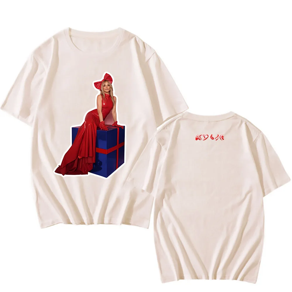 كايلي عيد الميلاد ألبوم الجرافيك المحملة المغني كلي مينوغ تي شيرت للجنسين الشارع الشهير قصيرة الأكمام القطن الذكور بلايز طباعة الملابس