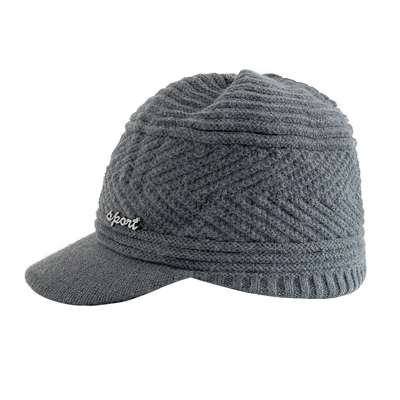 Chapéus masculinos casuais de inverno, mantenha quente o gorro, aba esportiva masculina, chapéus de malha, novo