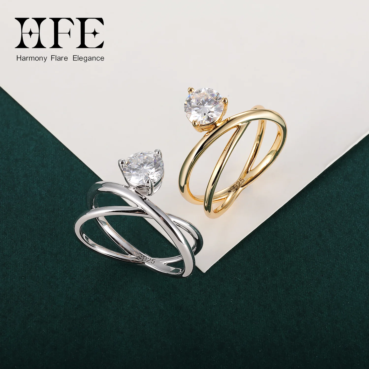 

HFE S925 Sterling Silver Cross Ring Geometric Women's D Color VVS1 Moissanite Ring GRA Commemorative Mother's Day Fine Jewelry