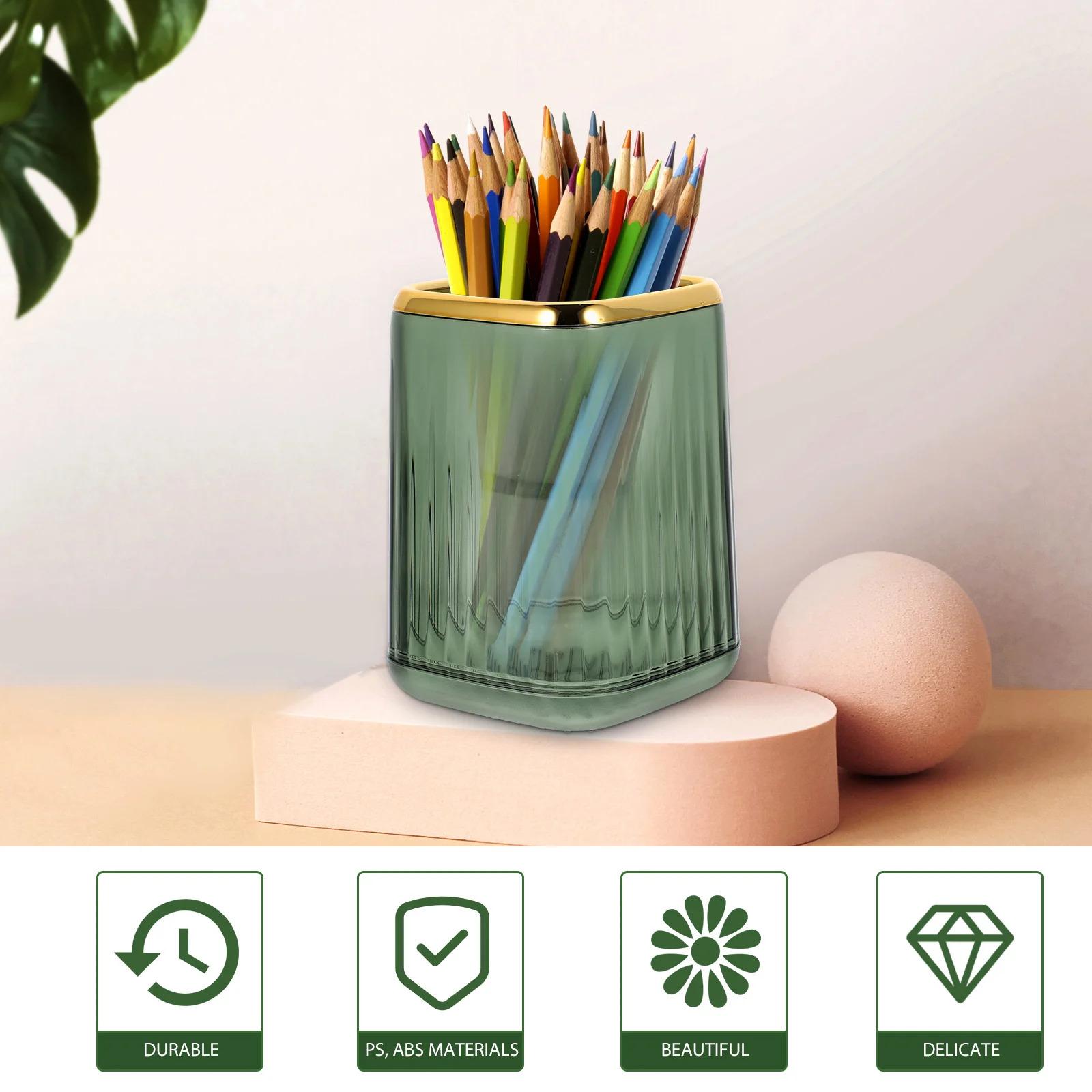 

Makeup Brush Organizer Desktop Pen Holder Durable Brush Container Decorative Storage Cup for Home Office School