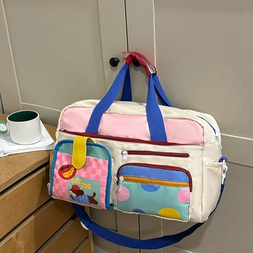 

Large Capacity Dopamine Travel Bag Oxford Multiple Pockets Gym Sports Tote Colorful Dedicated Shoe Compartment Travel Duffle Bag