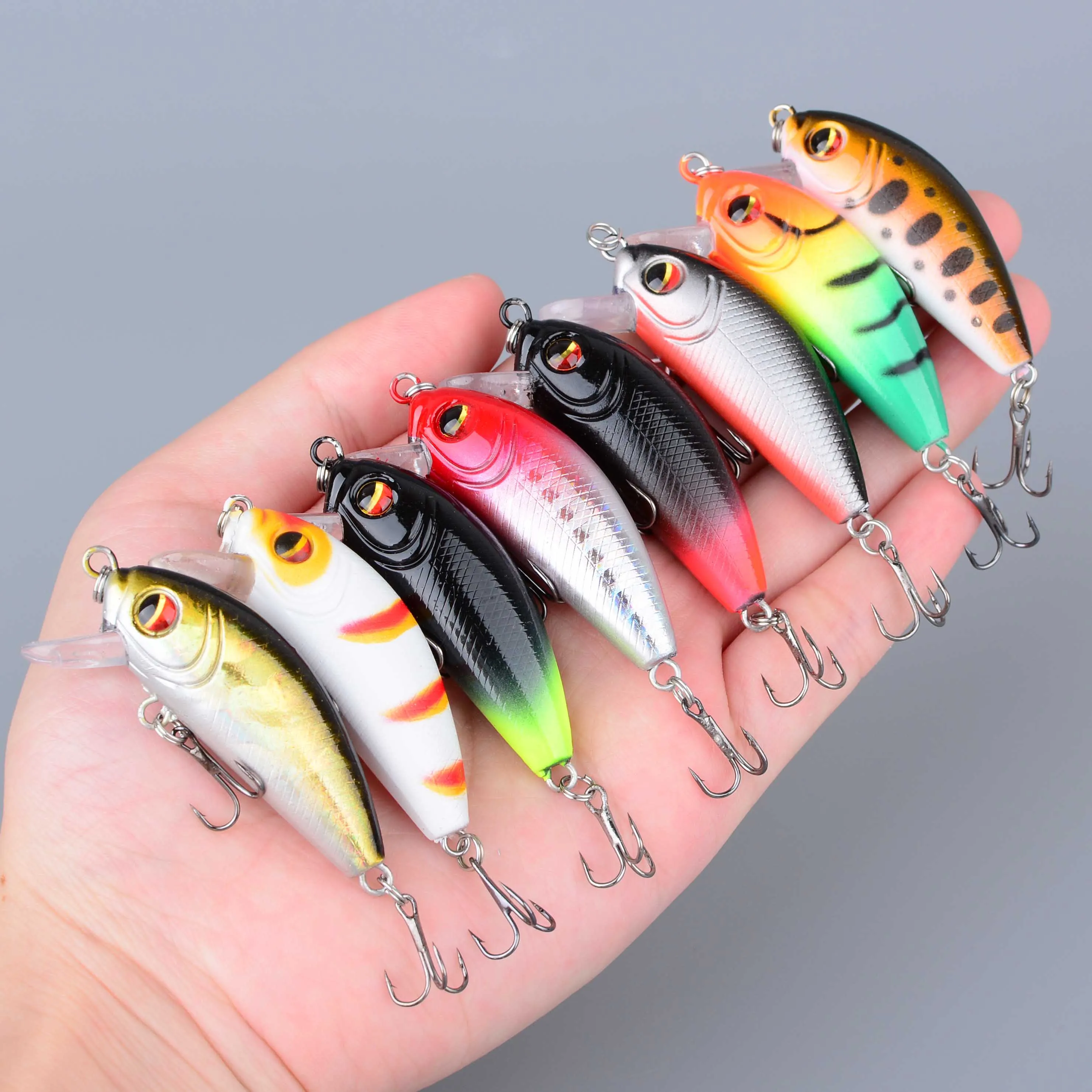 Crankbait hundimiento VIB Minnow con anzuelos triples y ojos 3D - imagen 5