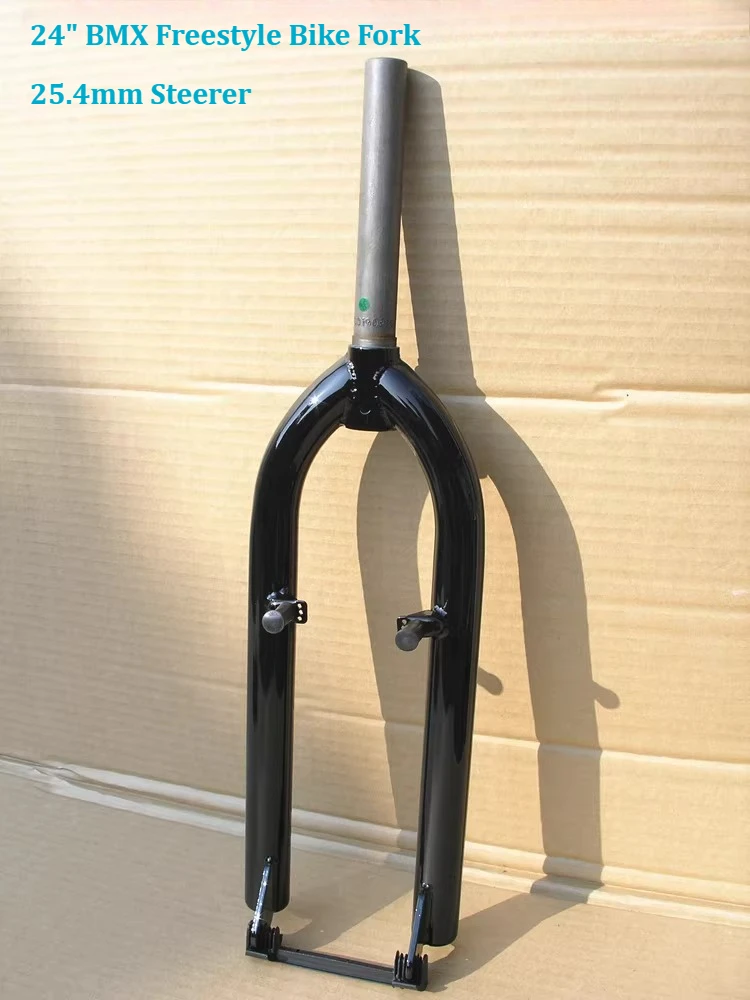 Garfo Rígido para Bicicleta BMX Freestyle 24 polegadas, Tubulação Estilo GT Retrô, Eixo de 25.4mm, Aço CrMo, Perna Reta, Pronto para Rua/Parque/Salto em Terra