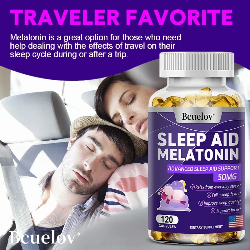 Bcuelov Melatonin Capsules Are Filled with Fast Sleep - Relieve Insomnia, Improve Memory and Get A Good Night\'s Sleep