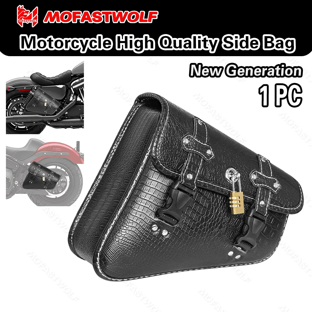Motorcycle Swingarm Bag Left Side Solo Bag Retro Leather Swing Arm Bags for Softail Models Dyna Low Rider Motorcycle Accessories