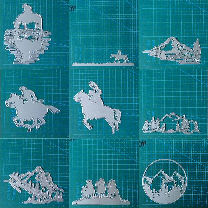 Pferd Männer Berg Metall Stanzformen Scrapbooking Dekoration Papier Handwerk Messer Form Klinge Punch Präge Schablonen Vorlage