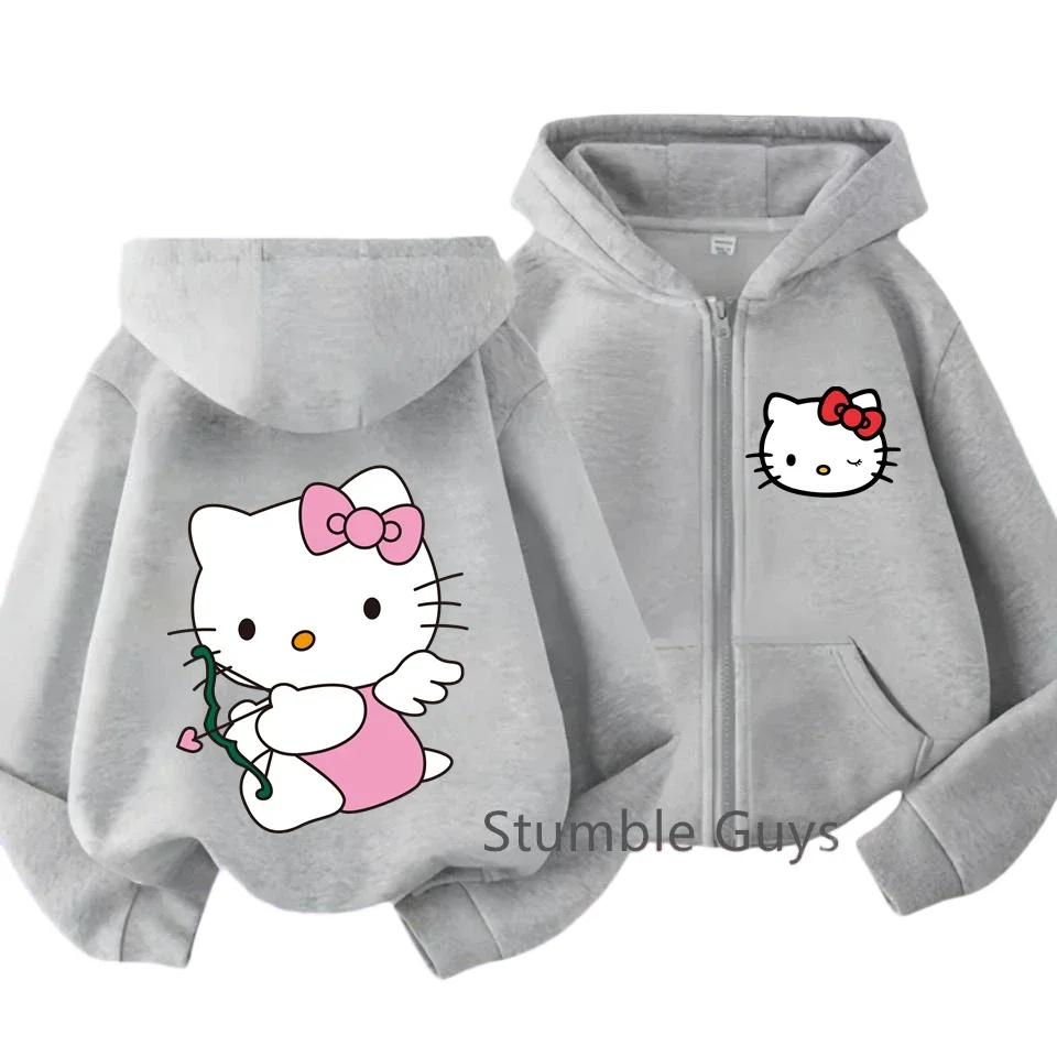 

Толстовка с капюшоном Hello Kitty, милая детская одежда с героями мультфильмов для детей от 3 до 14 лет, одежда для мальчиков и девочек, весенне-осенняя куртка