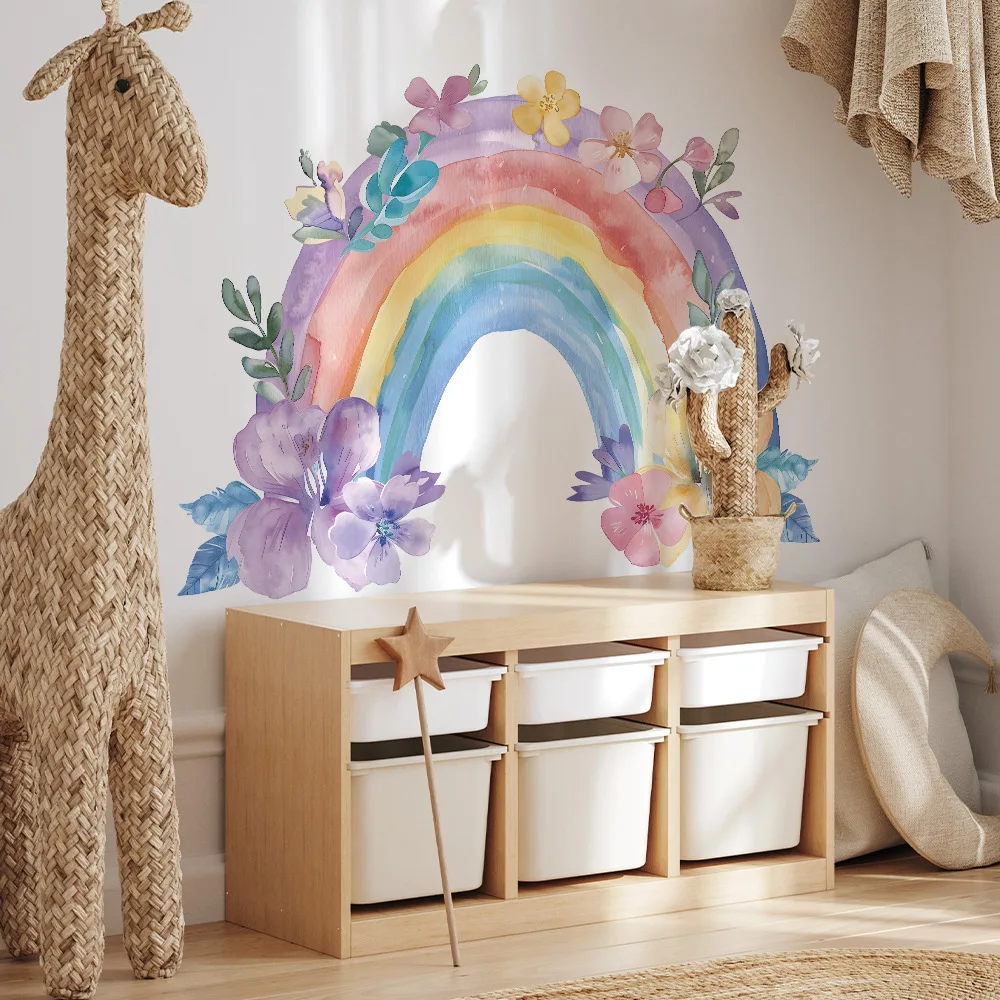Large Rainbow pattern wall sticker self-adhesive PVC color vivid abstract fun modern life art home sticker Living Children Room
