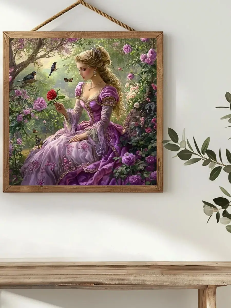 Die Adlame in einem lila Kleid Kreuzstich-Set DIY 11CT/14CT Stickerei DIY Kunst und Handwerk mit Nadeln Öko-Baumwollfaden – Detail 1
