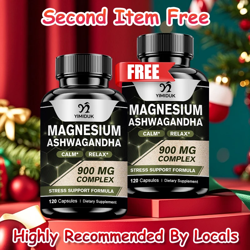 

Magnesium Ashwagandha 400 Mg Supplements, for Muscle Recovery, Heart & Bone Health, Calm & Relaxation, Plant Extract Capsule