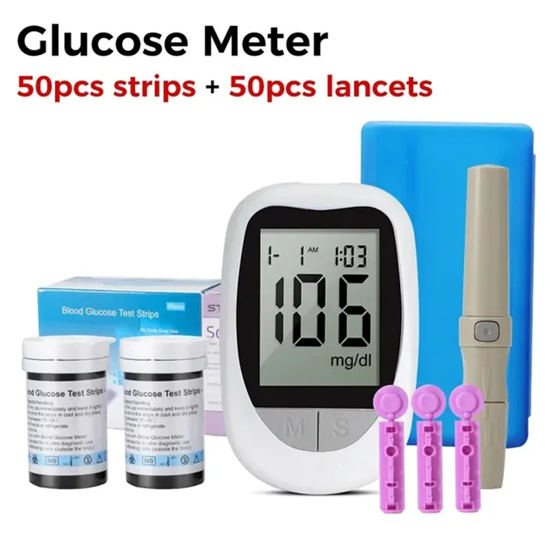 Blood Glucose Meter Diabetes Testing Kit Diabetes Lancet Machine Blood Sugar Meter Glucometer 50 Test Strips 5S Get Results Fast