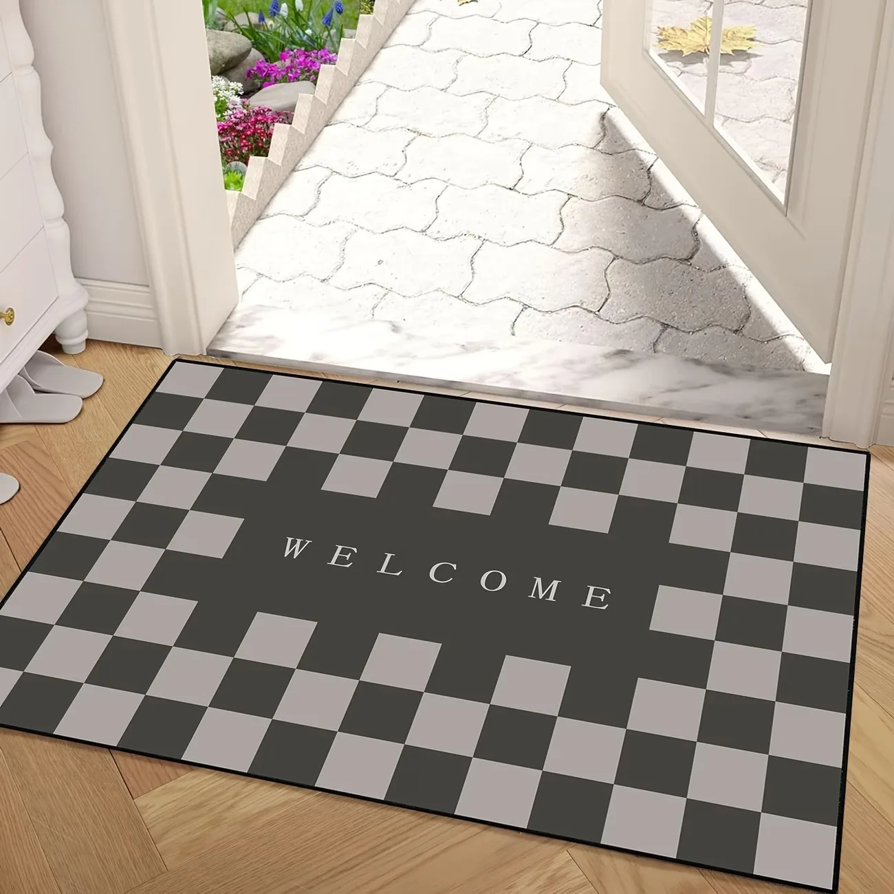 VIKAMA Buffalo Plaid Welcome Doormat Non-Slip Outdoor Indoor Rug Water Resistant Entryway Mat for Farmhouse Home Decor