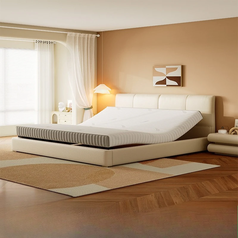 Intelligent electric bed Modern simple master bedroom lifting multi-function double leather bed