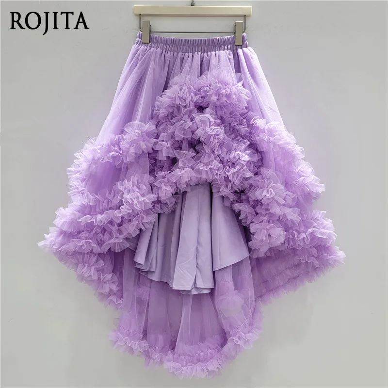 Retro Green Mesh Fluffy Irregular Skirt Women's Summer High-end Temperament Waist Black Skirt Midi Skirt Kawaii Skirts