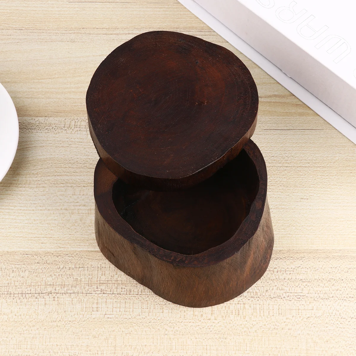 Round Wooden Jewelry Storage Box Retro Diameter 10-11cm Height 7cm Vintage Organizer for Bracelet Earing Storage