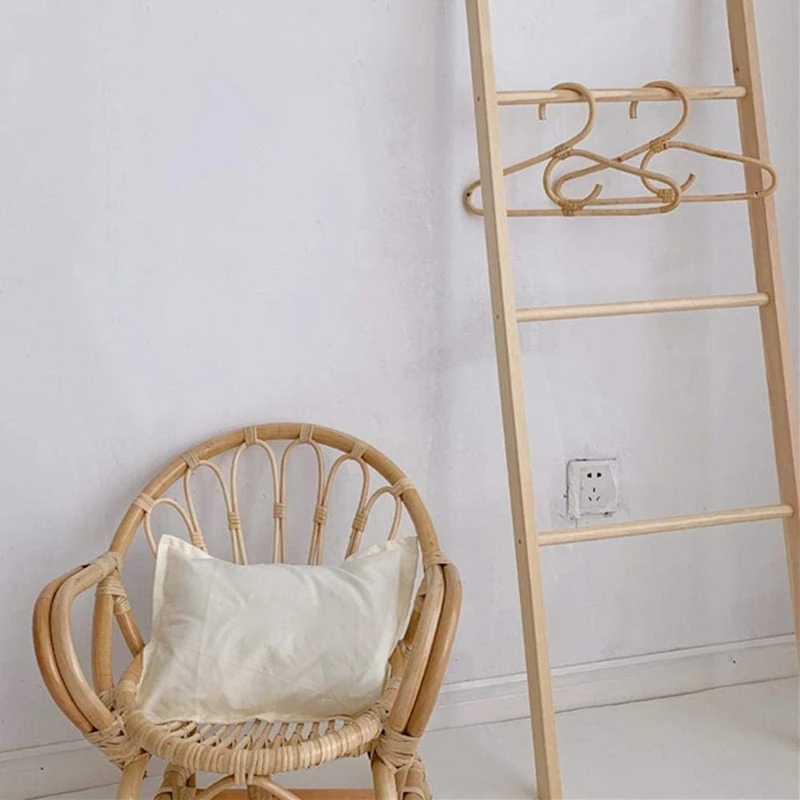 3Pcs Rattan Clothes Hanger Style Kids Garments Organizer Rack Children Hanger Kids Room Decoration Hanger For Clothes