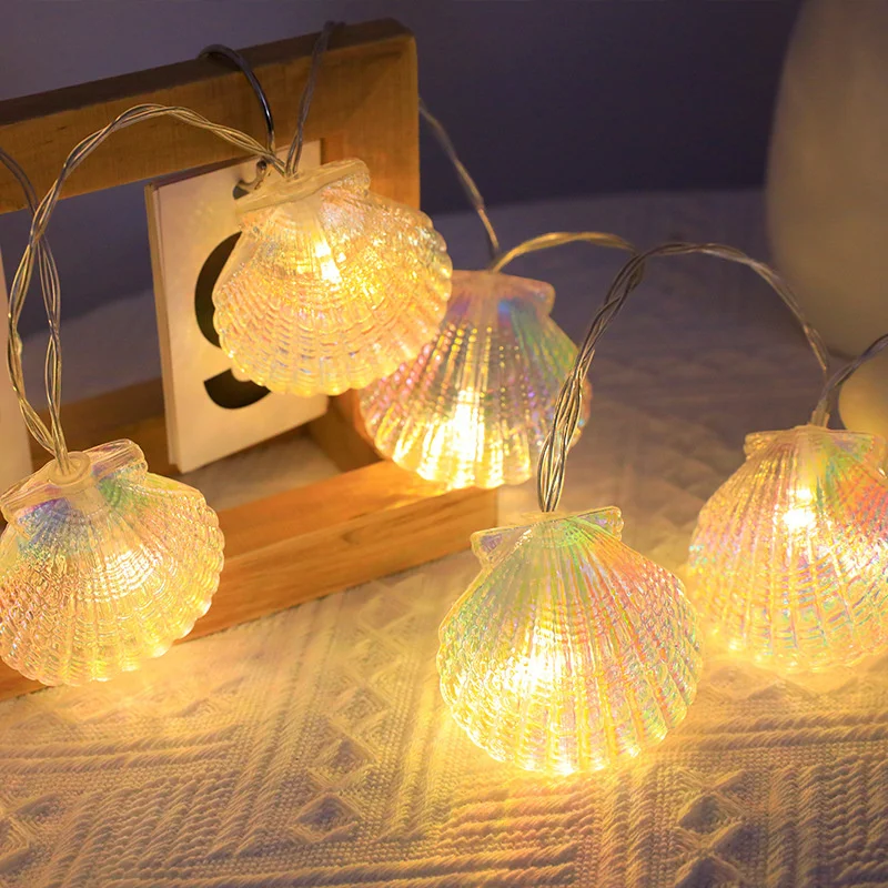 Shell String Lights Shell Shapped Light Indoor Battery Powered Sea Shell String Lights for Christmas Wedding Party Bedroom