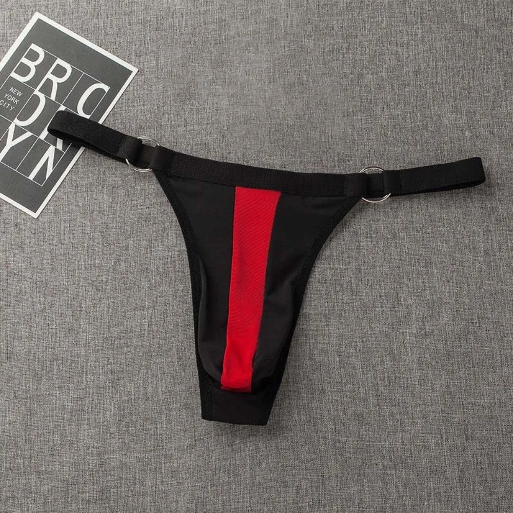 Transparent Men's Thin Thong Circular Ring Splicing Low Waist Men Underwear Hollow Out Thin Strip Triangle Panties Male