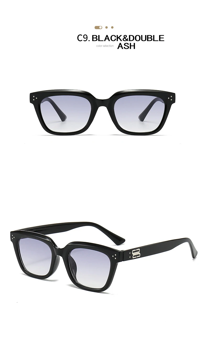 Retro Quadratische Sonnenbrille Frauen Mode Marke Designer Weibliche Shades UV400 Männer Trend Nieten Punk Sonnenbrille – Detail 14