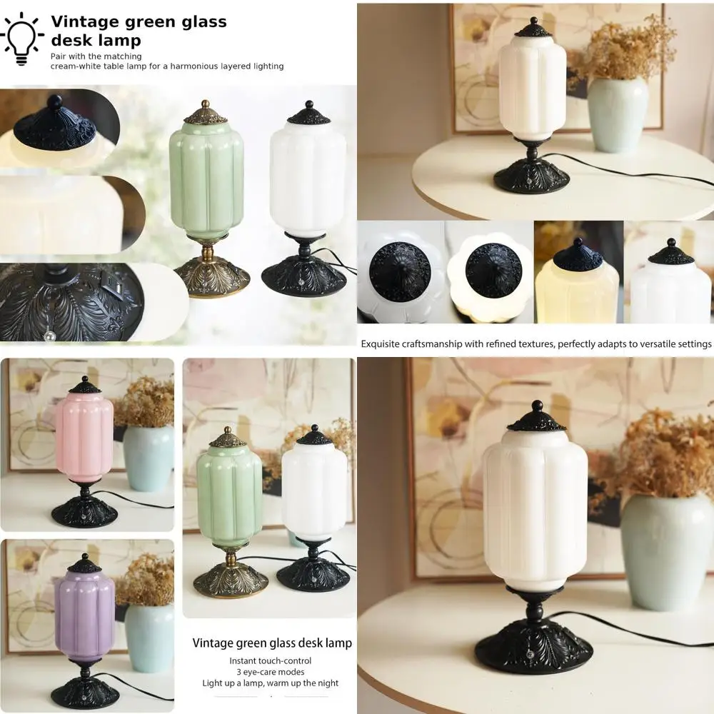 

3-Way Dimmable Vintage Milk Glass Lamp with USB Charging Ports, Perfect for Bedroom and Living Room (White, 6.5)