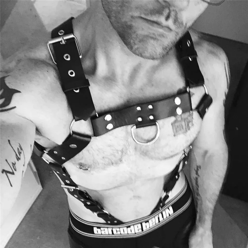 

Gay Rave Harness Leather Body Bondage Clothes Punk Rave Goth BDSM Chest Harness Belts Male Straps Lingerie Sex Toys For Men