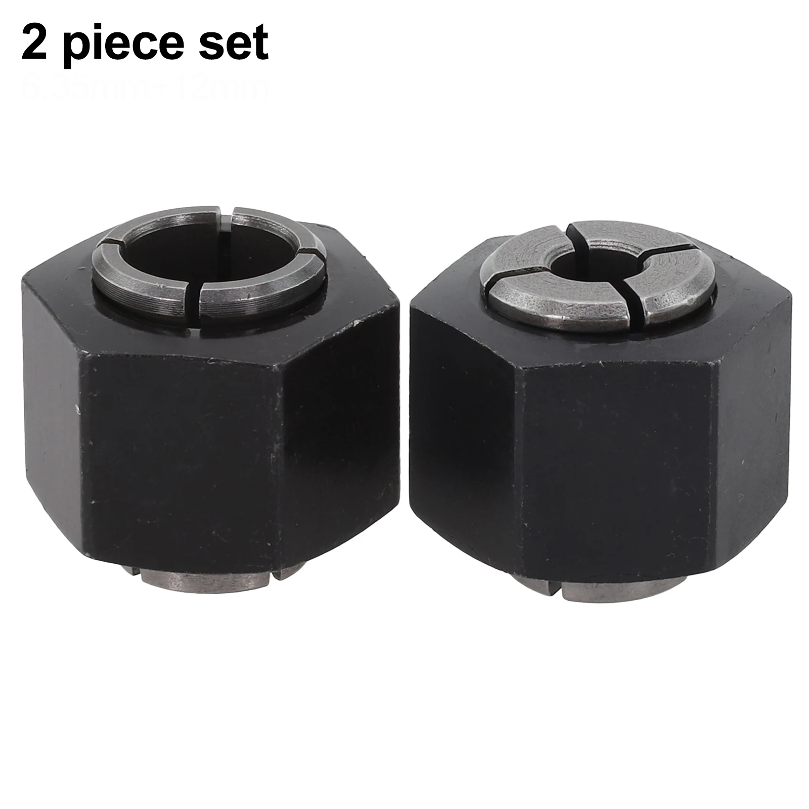 2Pcs 6.35mm 12mm Metal Router Collet Set Replacement Parts For 326286 2610906283 2610906284 2610906287 DW621 DW616 DW618 Power T