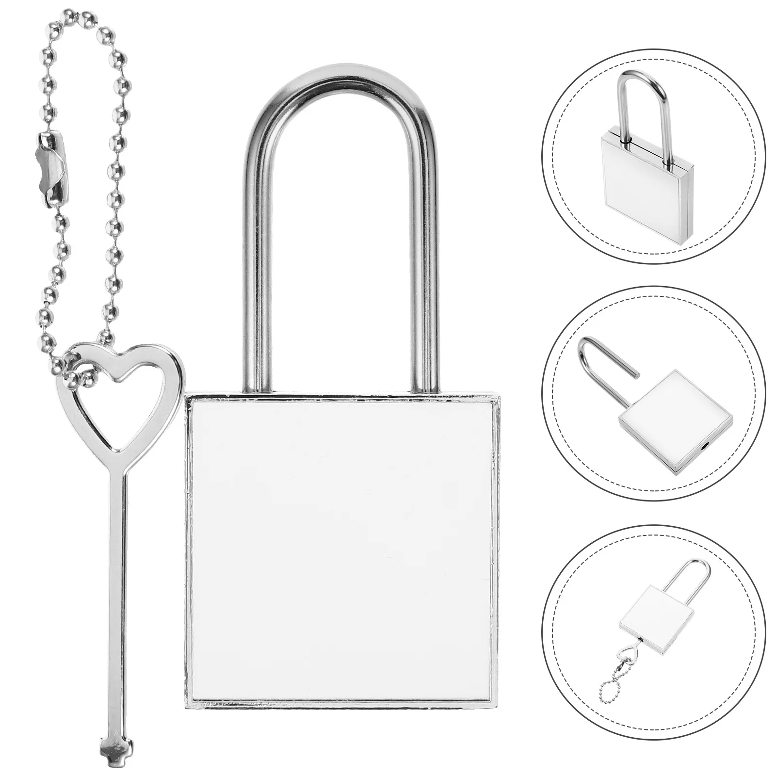 

1Set Heat Transfer Padlock Small Metal Lock Replacement Mini Lock for Luggage Diary Backpack Key Locks Pad Locks