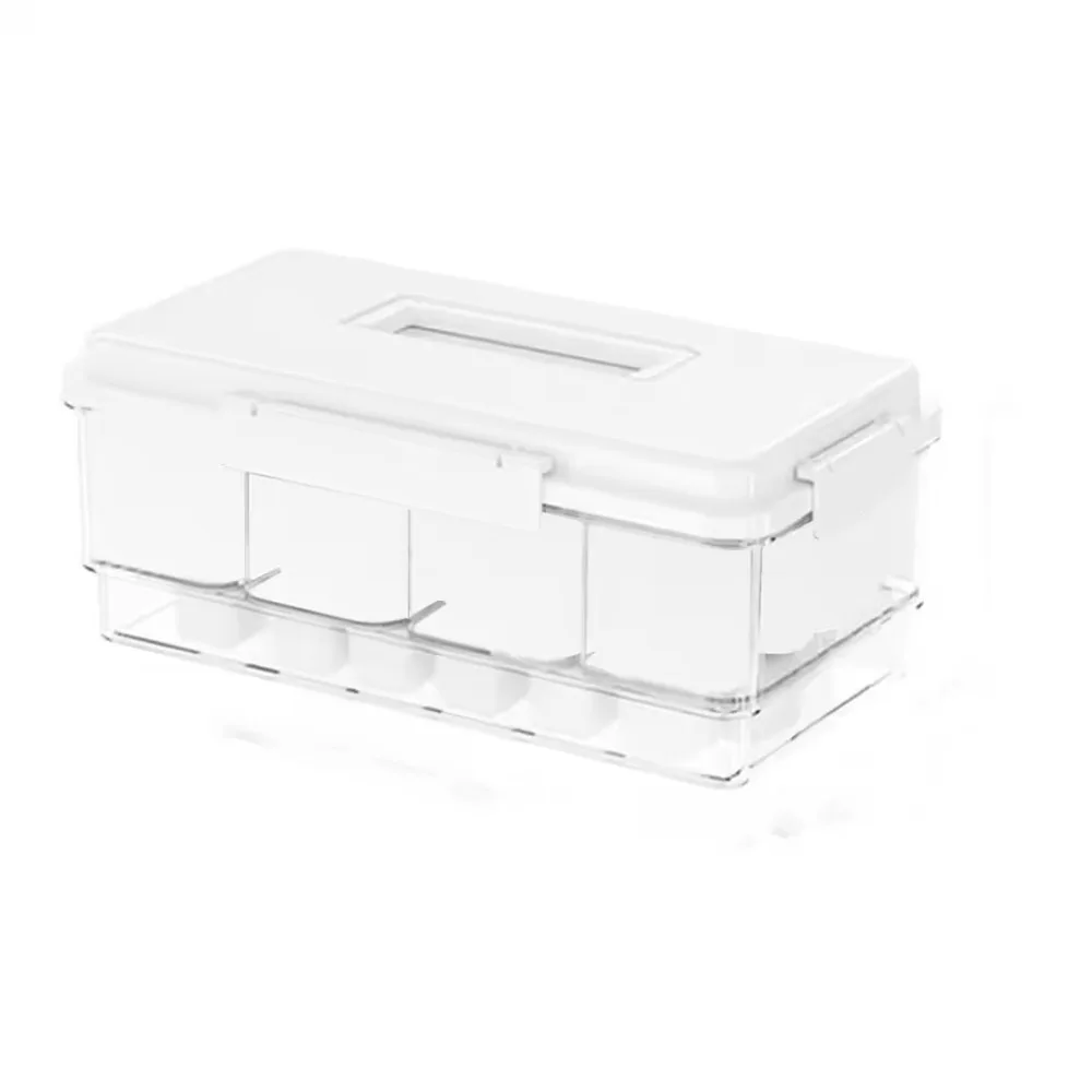 

Food Grade Outdoor Chilled Compartment Box Leakproof 4 Compartments Fresh-Keeping Box with Handle Divided Snack Organizer