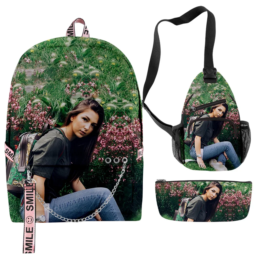 

Popular Youthful Eva Queen 3pcs/Set Backpacks 3D Printed Oxford Waterproof Notebook multifunction Backpack Chest Bag Pencil Case