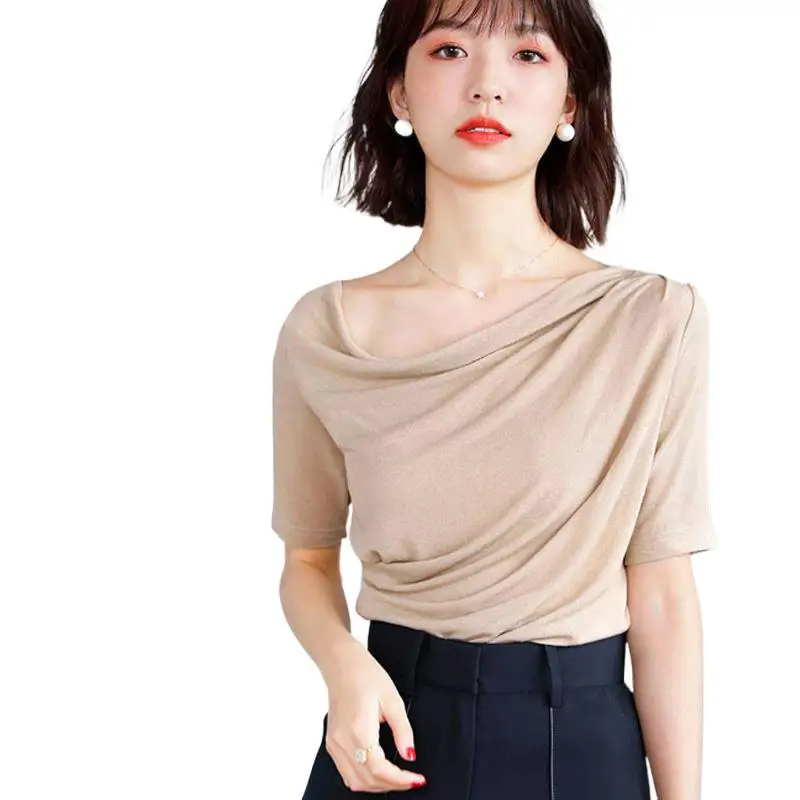 

Elegant Office lady slim sexy Knitted Modal Cotton shirts,candy color streetwear dance blouse tops