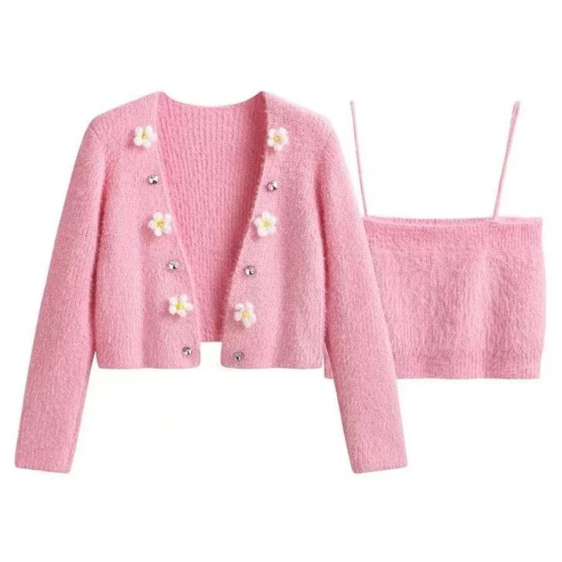 Neue Frauen Pullover Gestrickte Strickjacken Hosenträger Zwei-stück Koreanische Mode Frühjahr Herbst Jacke Mäntel High-end-Luxus Designer tragen