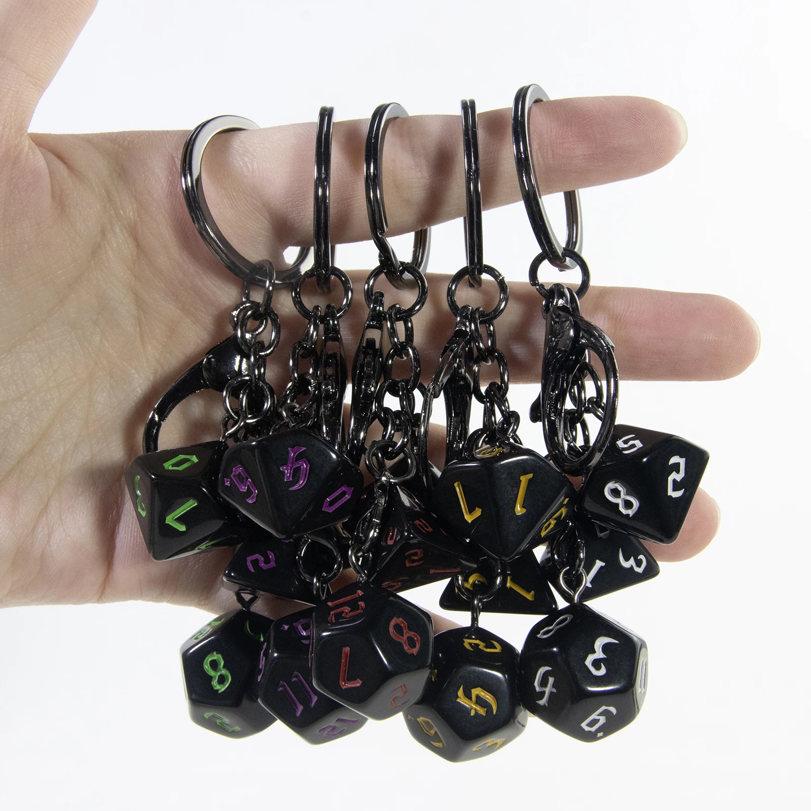 Black Dice Keychain, DND Game Dice Keyring, RPG Game Dice Charm Key Holder Souvenirs, Fashion Car Handbag Pendant