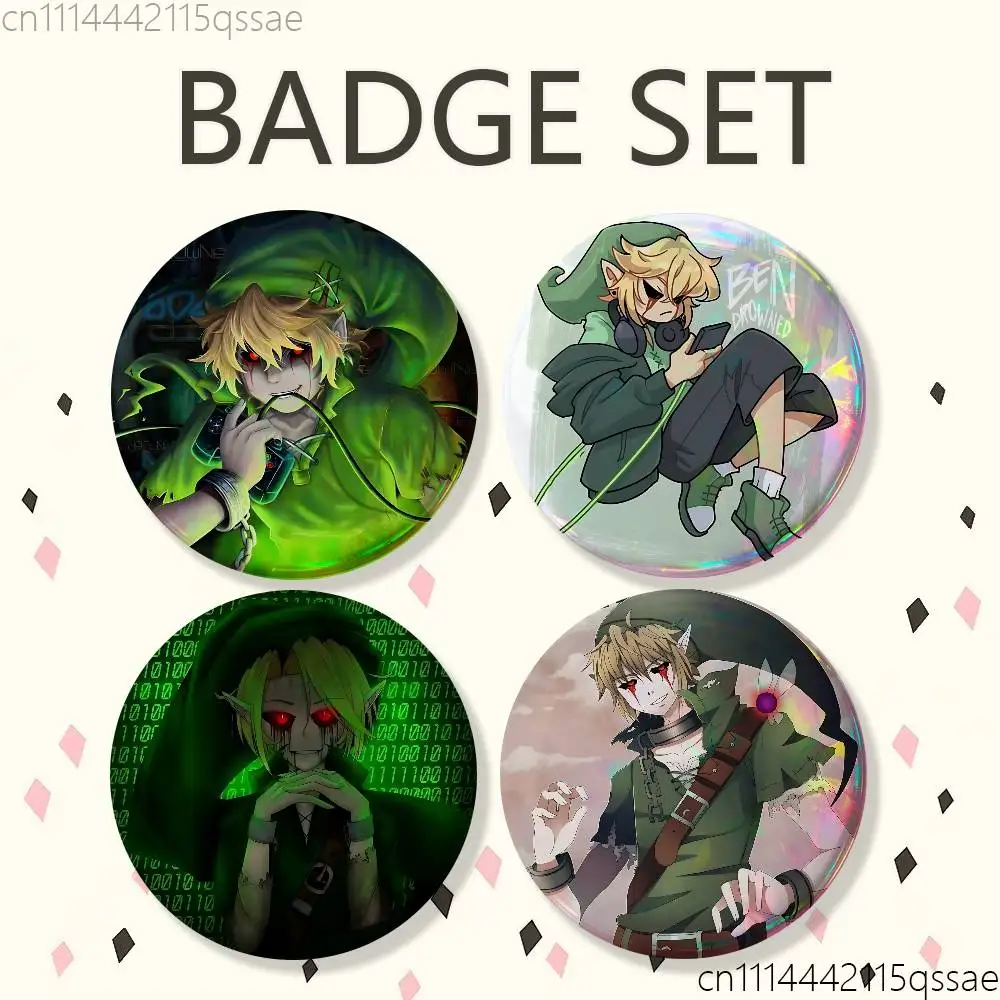 C-Creepypastas Ben drowned 25/32/44/58/75mm Badges Bright Printed Icon Gift For Friends Badge Collar Brooch Lapel Pin Metal