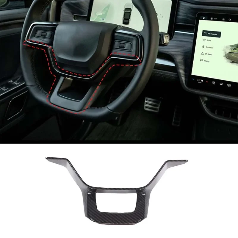 For Rivian R1T/R1S 2022-2023  ABS Carbon Fiber Car Steering Wheel Button Frame Cover Trim Stickers Car Accessories