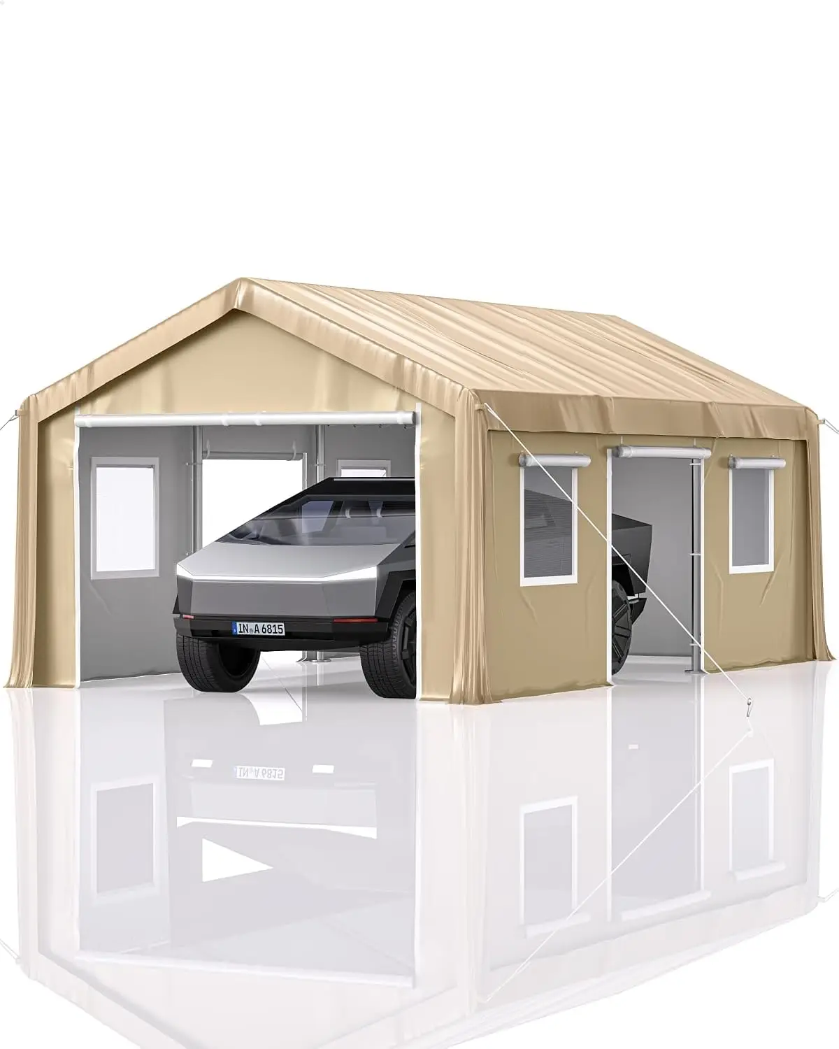 Heavy Duty 13x20Ft Portable Carport with Reinforced Steel Frame & 4 Roll-Up Windows for Truck Boat Tractor, Gray, Customized