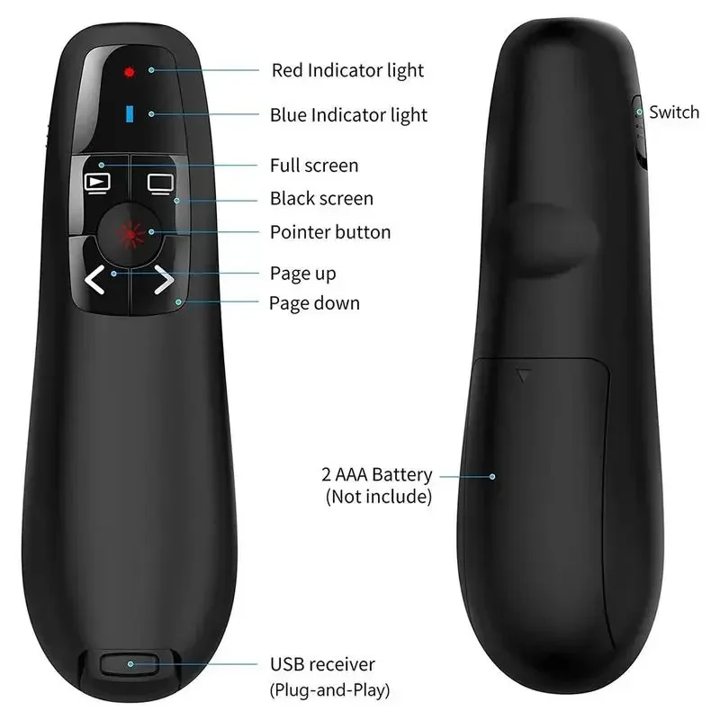 Bolígrafo inalámbrico con Control remoto, puntero presentador f-lip, PPT Slide Advancer, 2,4 GHz, Powerpoint, Clicker de presentación, USB