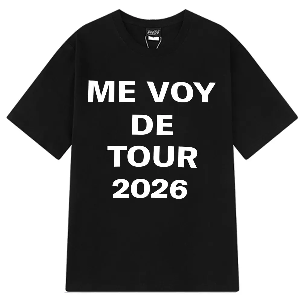 المغني Rosalia Me Voy The Tour 2026 قميص مطبوع الرجال النساء موضة تي شيرت قصير الأكمام 100% القطن المتضخم الهيب هوب تي شيرت #1