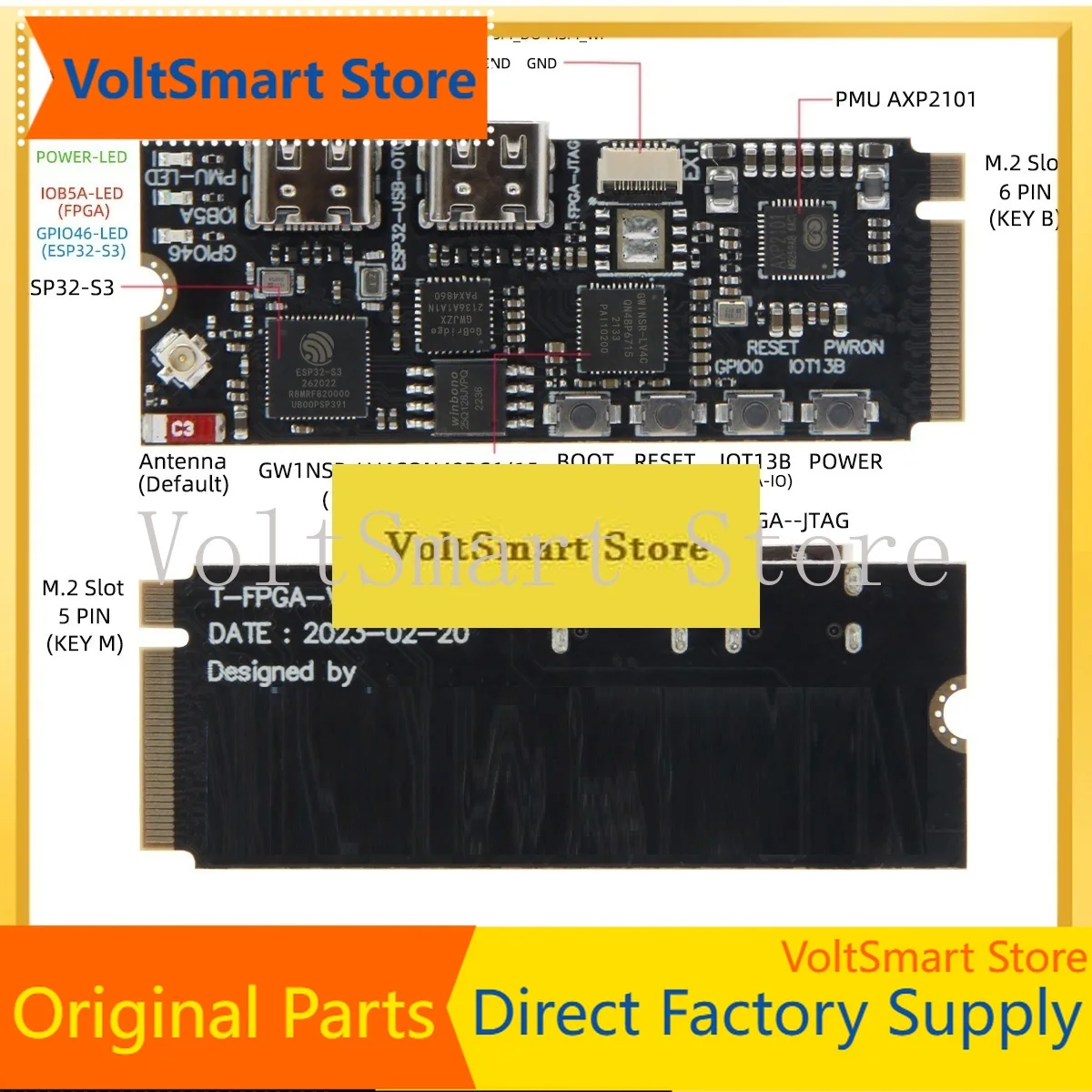 VoltSESP32-S3 FPGA GW1NSR Low Power WiFi/Bluetooth 5 Microcontroller Development Board T-FPGA