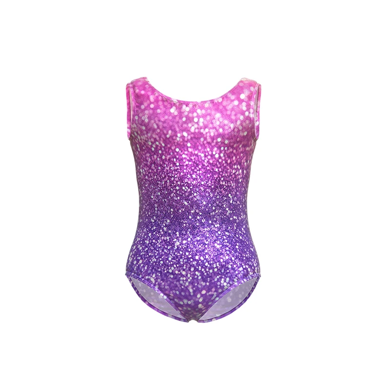 

Gymnastics Leotards for Girls Glitter Fashion Print SleevelessTank Biketards Activewear