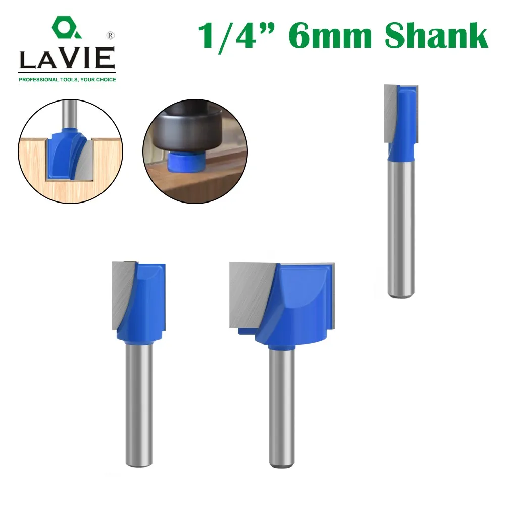 

LAVIE 3pcs 1/4 Shank Cleaning Bottom Bit Straight Router Bit set Clean Milling Cutter Woodworking Power Machine