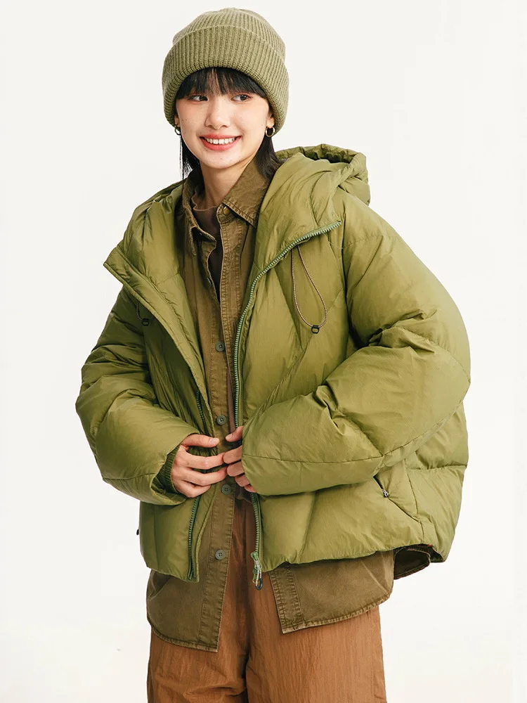 

Outdoor Workwear Sle down Jaet White Du Feather Tee-Proof Warm Couple's Coat Neutral Sle Loose Fit Nylon Fabric