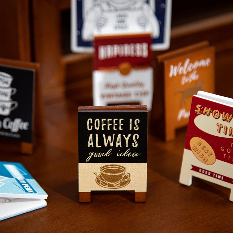 Wooden Signboard Memo Clip, Instagram-Worthy Photo Holder, Business Card Holder, Vertical Desktop Ornament, Vintage Journal Clip