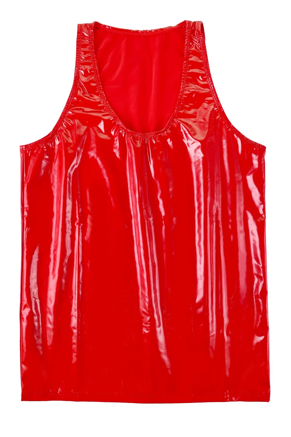 Men's Wet Look Shiny PVC Leather Tank Tops Bodybuilding Sports Sleeveless T-shirts Nightclub Dance Sexy Vest Male Undershirts