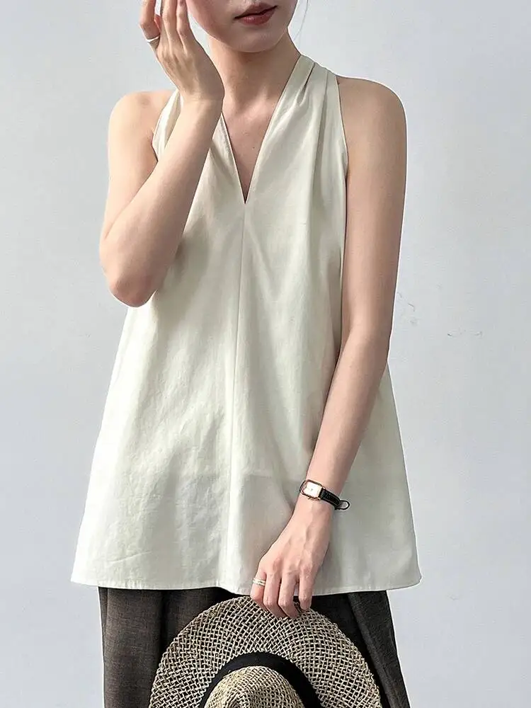 Women Black Thin Elegant Big Size Tank Tops New V-collar Sleeveless Personality Fashion Tide Spring Summer