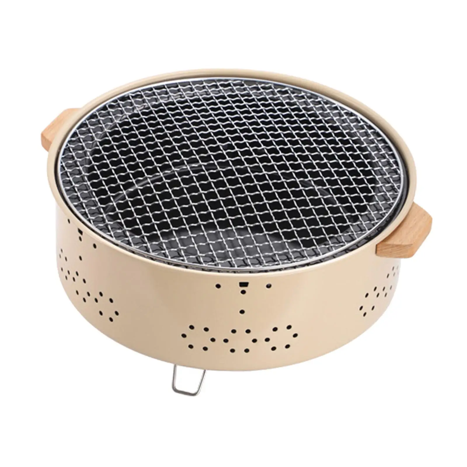 

Wood Burning Camp Stove with Grill Grid Round Firepit Tea Fire Stove BBQ Grill for Household Backpacking BBQ Teapot Kettle Patio