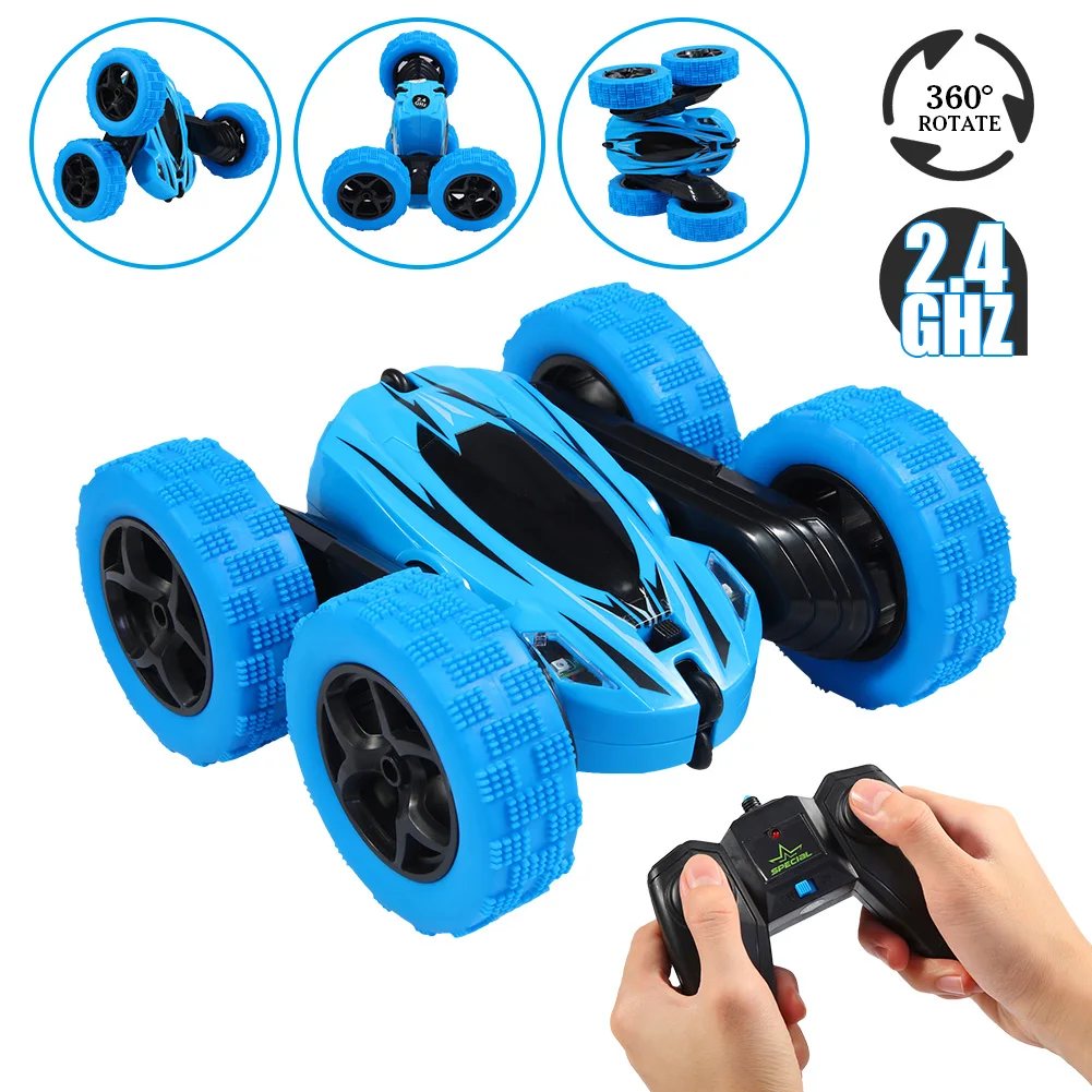 

4WD 2.4Ghz RC Stunt Car, Double Sided Crawler Vehicle 360° Rotating RC Car Tumbling with LED Headlights Gift for Boys Girls