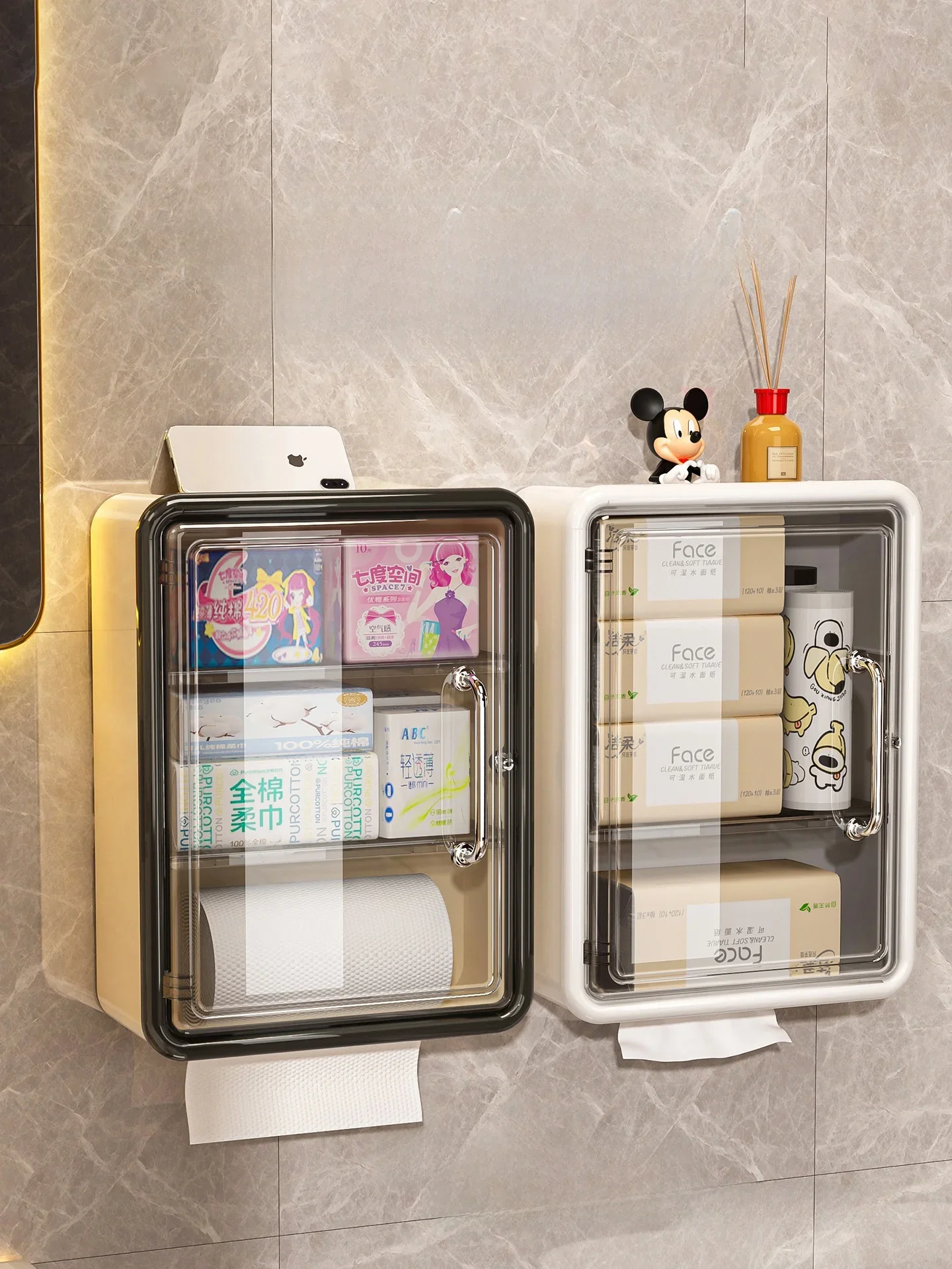 Bathroom Wall-Mounted Toilet Paper Holder Waterproof Tissue Box Storage Rack Toilet Accessories Nordic Style Organizer