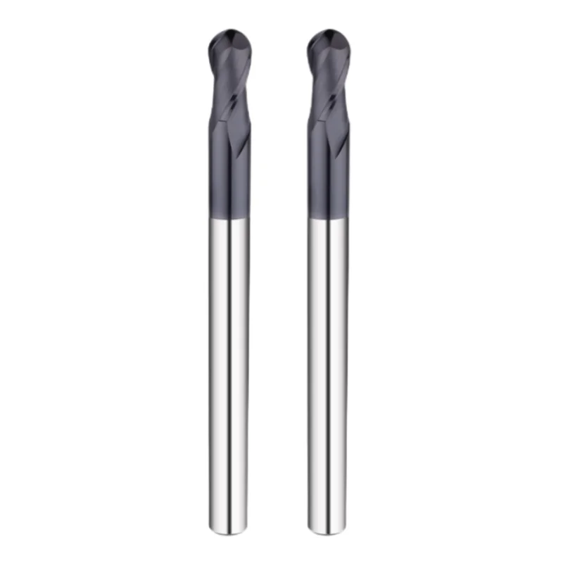 Imagem -02 - Carboneto Cimentado Total de Aço de Tungstênio Bola Cabeça 2-edge Fresa com Comprimento Total 120 150 200 Bronze Preto Revestimento Azul