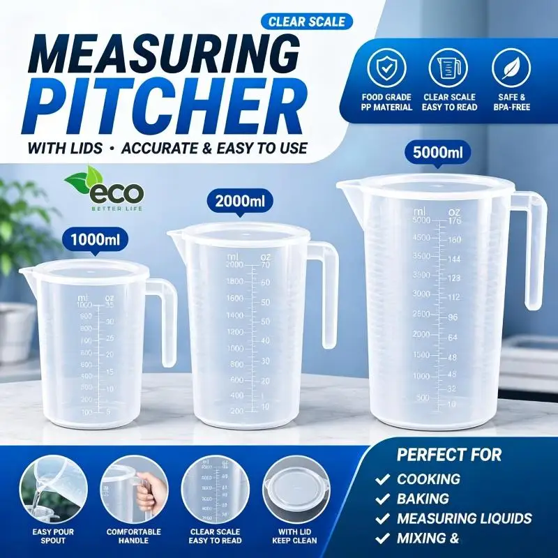 Measuring Pitchers With Lids/Measure Jug With Scale/Liquid Cup Container/Milk Tea Catering Supplies