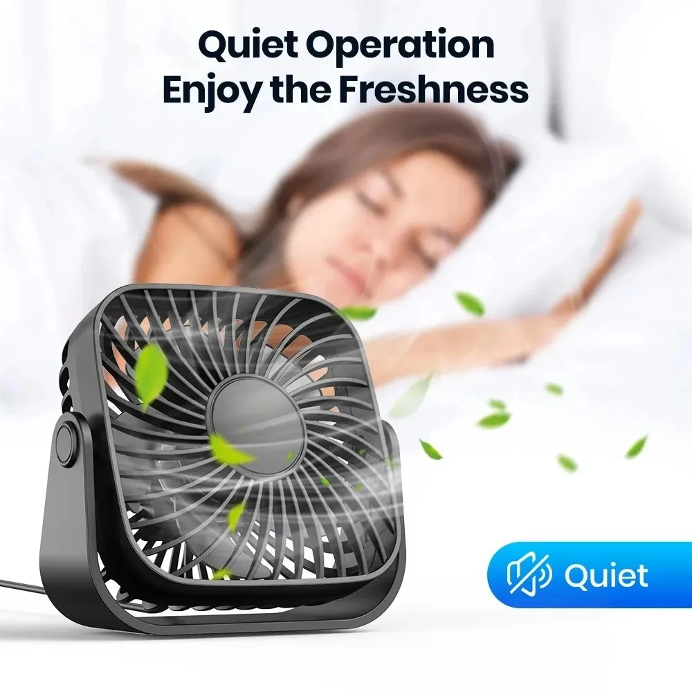 4Inch USB Mini Portable Fan for Camping,3 Speeds Quiet Desk Table Personal Fan,360°Adjustment Standing Fans for Room Home view 5